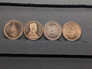 1 Oz. Each .999 FINE COPPER Various Designed Rounds (4 PCS)