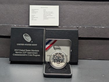 2015-P PROOF U.S. Marshals Service 225th Anniv. Commem Silver Dollar in OGP w/ COA
