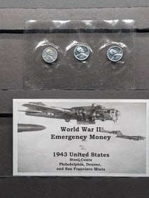 WWII Emergency Money -  1943 Lincoln Steel Cents in High Grade