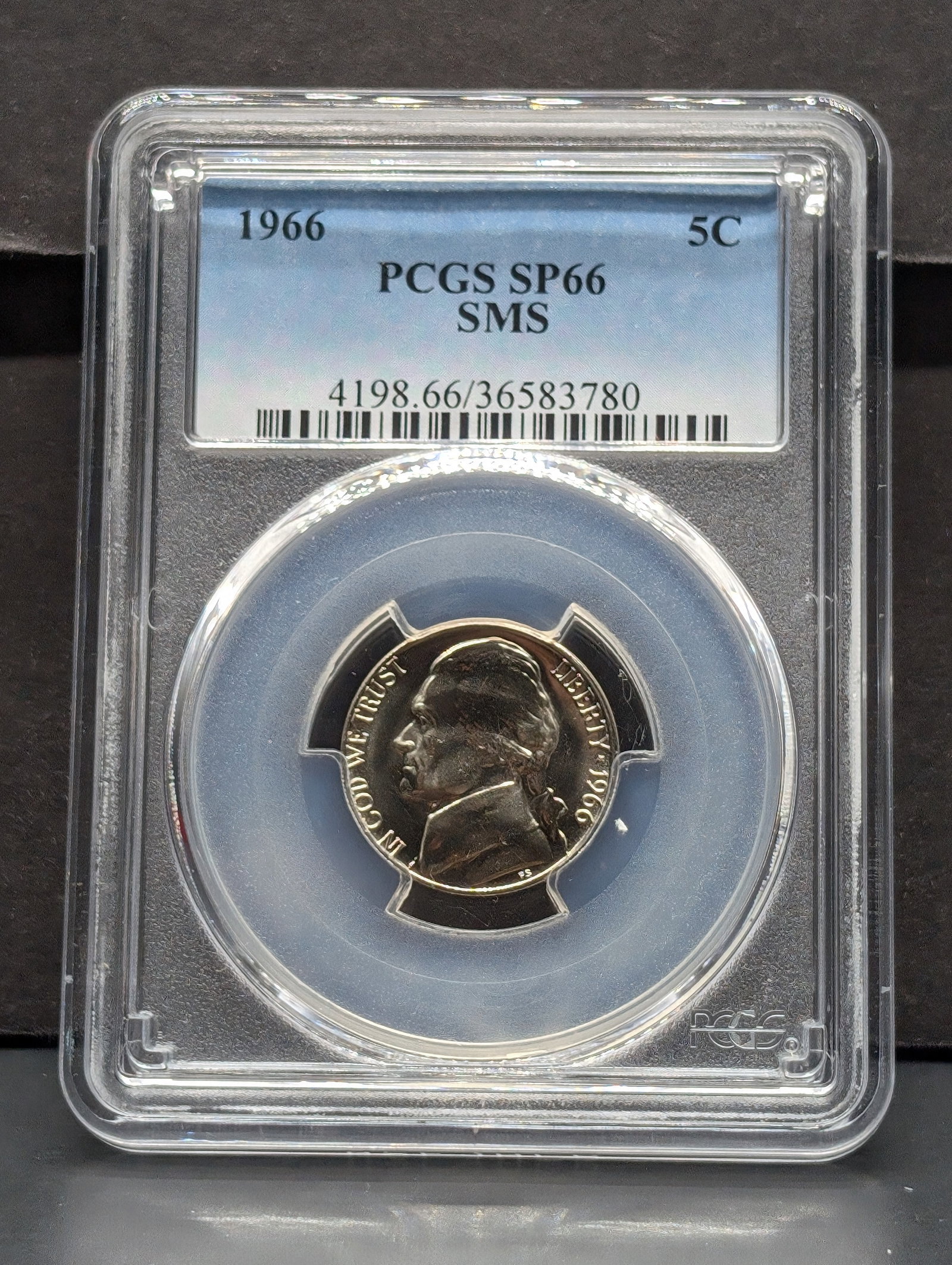 1966 SMS Jefferson Nickel - PCGS SP66: 1966 SMS Jefferson Nickel - PCGS SP66