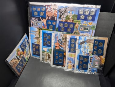 2000-2003 P&D U.S. Mint Set Collection w/ Commem Stamps in Nice Display Cards (8 CARDS)