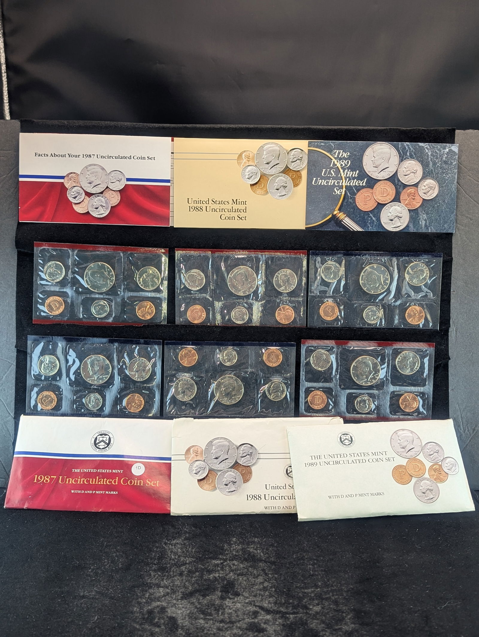 3 - UNC. P & D Coin Sets, 1987,88 & 89?