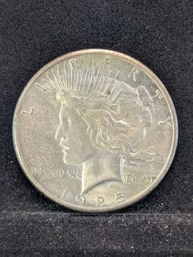 1925 AU-BU Peace Silver Dollar. Semi-Key Date.