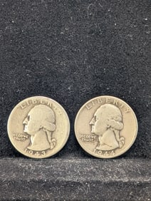 (2 Coins) 1943 & 1944 Silver Washington Quarters - 90% Silver