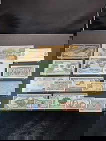 Assortment Of 16 Banknotes From Many Different Countries.