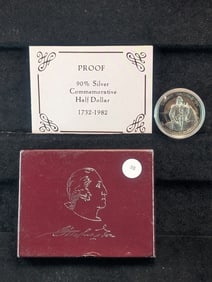1982-S Proof 90% Silver Washington Commemorative Half Dollar In OGB and COA