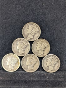 1940-D 1941-D 1942-D 1943-D 1944-D 1945-D Mercury Head Dimes.