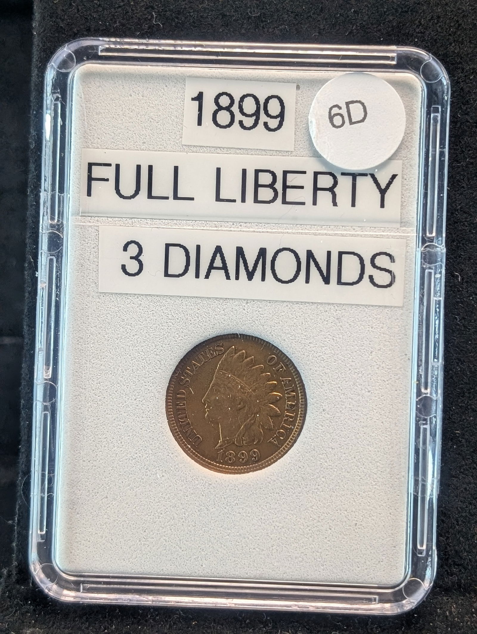 1899 Indian Head Cent, Full Liberty, 3 Diamonds? (1 of 3)