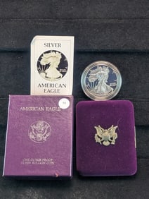 2012-W American Silver Eagle Key Date, .999 Fine Silver One Troy Ounce in OGB & COA