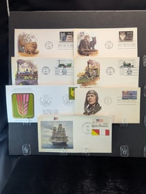 Assortment Of 7 First Day Covers With A Variety Of Themes: Olympics, Sailboat, United Nations,