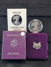1987-S Proof American Silver Eagle .999 Fine Silver One Troy Ounce in OGB & COA