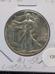 1945-D Walking Liberty Half Dollar - AU