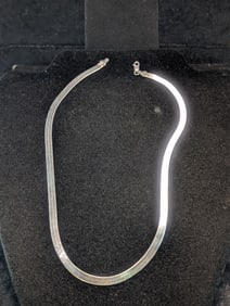 Sterling Silver 18" Herringbone Chain Marked 925 Milor Made In Italy. Weighs 0.43 Toz (13.5 Grams).