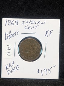 1868 Key Date Indian Head Cent in Extra Fine condition. Books for $195.?