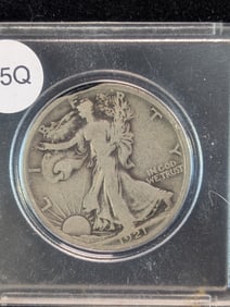Key Date Silver 1921-S Walking Liberty Half Dollar, F, Rim Damaged.