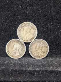 (3 Coins) Two 1913 & One 1914 Silver Canadian Nickels - 92.5 Silver