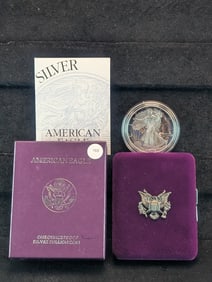 1995-P Proof American Silver Eagle, .999 Fine Silver One Troy Ounce in OGB & COA