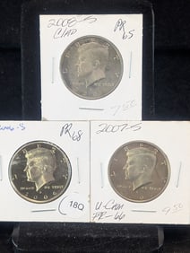 Three Clad Proof Kennedy Halves In Proof, 2006-S /07-S/ & 08-S Beautiful Proofs