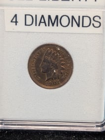 1901 Indian Head Cent, Full Liberty, 4 Diamonds?