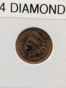 1903 Indian Head Cent, Full Liberty, 4 Diamonds?