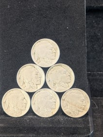 1913 1914 1915 1916 1917 1918 Semi-Key Date Buffalo Nickels. All Have Full Readable Dates.
