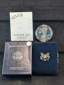 1997-P Proof American Silver Eagle, .999 Fine Silver One Troy Ounce in OGB & COA