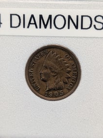 1905 Indian Head Cent, Full Liberty, 4 Diamonds??