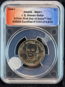 2008-P-ANACS- MS- 67 J.Q. Adams Dollar