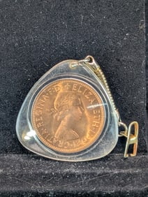 Unique Key Chain With A BU 1967 Red English Penny