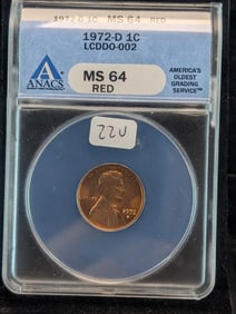 1972D Double Die Lincoln Cent LCDDO- 002 ANACS MS64 Red.??