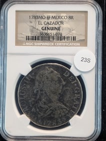 1783 Mo FF Mexico 8 Reale El Cazador Shipwreck Coin Graded by NGC as Genuine