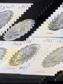 Four 40% Silver Kennedy Half Dollars, 1966, 1967, 1968-D, & 1969-D.