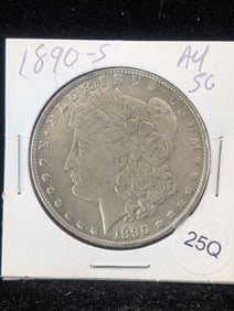 1890-S Morgan Silver Dollar In AU. Very Nice Condition.