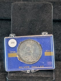 1889 United Kingdom 1 Crown VF - 92.5% Silver 28.28 Grams, Krause 765