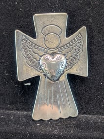 Vintage Sterling Silver "Angel Heart" Brooch Marked 925. Weighs 0.19 Toz (5.8 Grams).