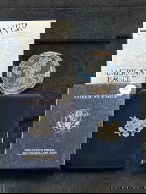 2000-P Proof American Silver Eagle, .999 Fine Silver One Troy Ounce in OGB & COA