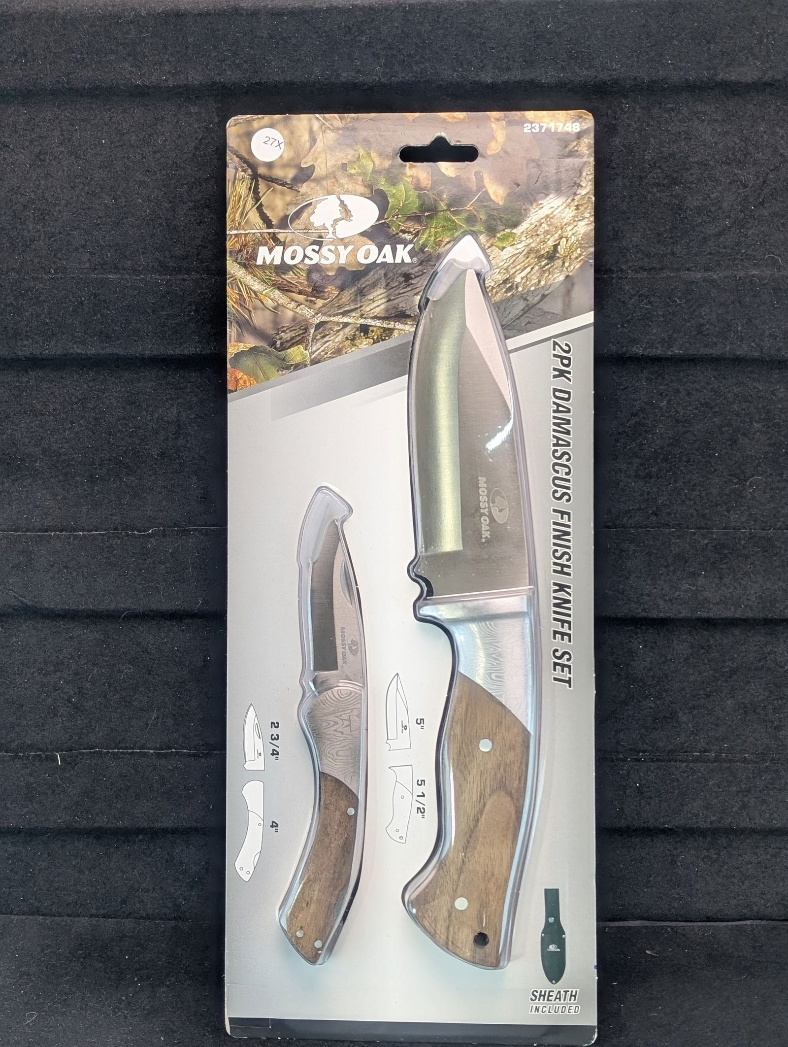 Mossy Oak Two Pack Damascus Finish Knife Set w/Sheath: Mossy Oak Two Pack Damascus Finish Knife Set w/Sheath