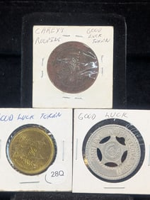 Three Vintage Good Luck Tokens