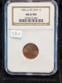 1982 Large Date Zinc NGC MS67 Red Lincoln Cent. Book at $35.???