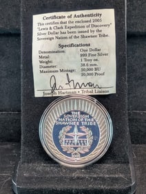 2005 Proof Silver Dollar - "Lewis & Clark Expedition of Discovery - 1 Troy oz with COA
