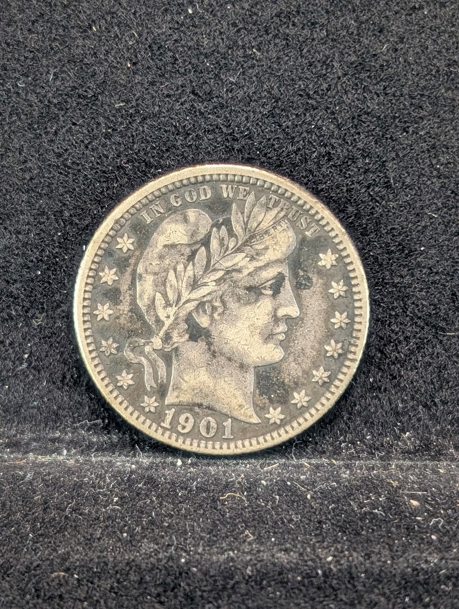 1901-O Key Date Liberty Head Barber Quarter.  Full Readable Liberty.  Rare This Grade. (1 of 2)