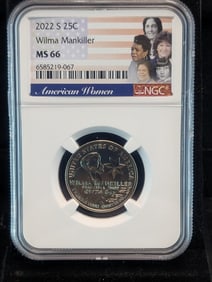 2022 S NGC MS66 Wilma Mankiller Quarter, Tough S Mint Mark Business Strike. Low Mintage