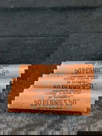 Three 1960-P Brilliant Uncirculated Unopened Federal Reserve Bank Lincoln Head Cent Rolls. 3 Rolls.