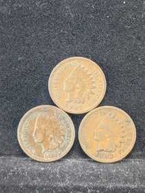 (3 Coins) 1892, 93, & 97 Indian Head Cents