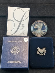 2004-W Proof American Silver Eagle, .999 Fine Silver One Troy Ounce in OGB & COA