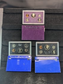 1972-S 1983-S 1985-S United States 5-Coin Proof Sets With Original Gov't Packaging.