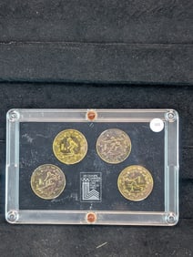 Rare - 1980 XIII Olympic Winter Games Lake Placid - Skiing & Skating - China 1 Yuan Four Coin Set,