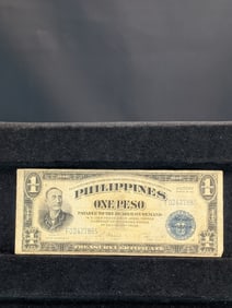 Philippines 1922-One Peso blue seal note USA- VF?