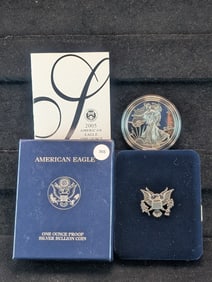 2005-W Proof American Silver Eagle, .999 Fine Silver One Troy Ounce in OGB & COA