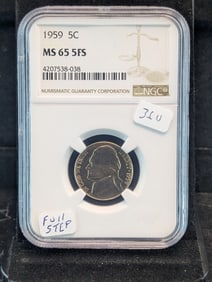 1959 NGC MS 65 Full Step Jefferson Nickel. Nice looking Coin .List is $40.??